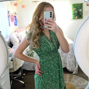 Vintage Y2K Max Studio Maxi Dress Size S Green White Wedding Guest St Patricks